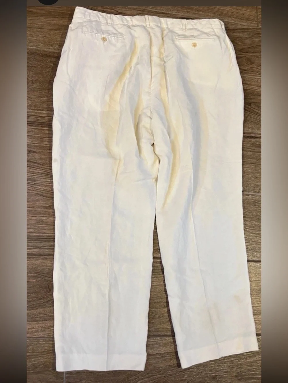 Polo Ralph Lauren Linen Silk Pants Mens 44x30 White Flat Front Resort